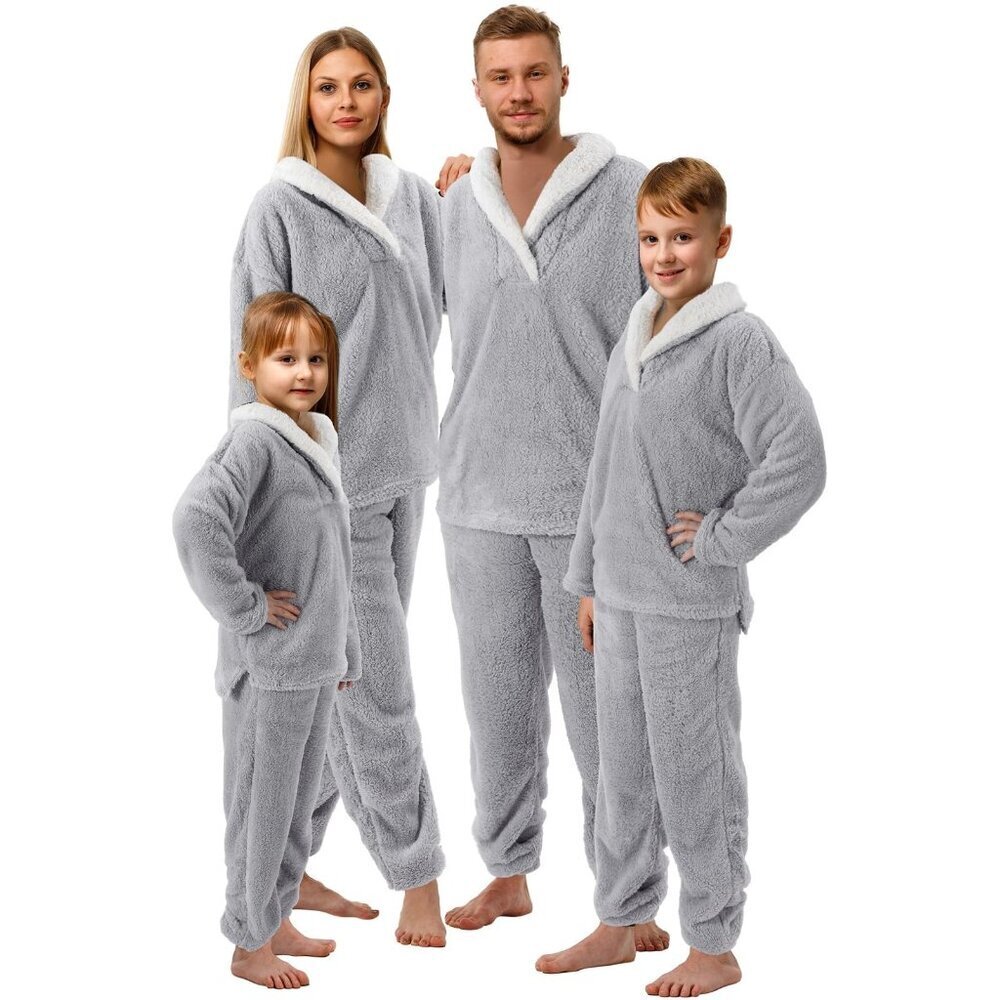 Fluffy Fleece Pajama Set Cozy Oversized Winter Sleepwear Family Matching